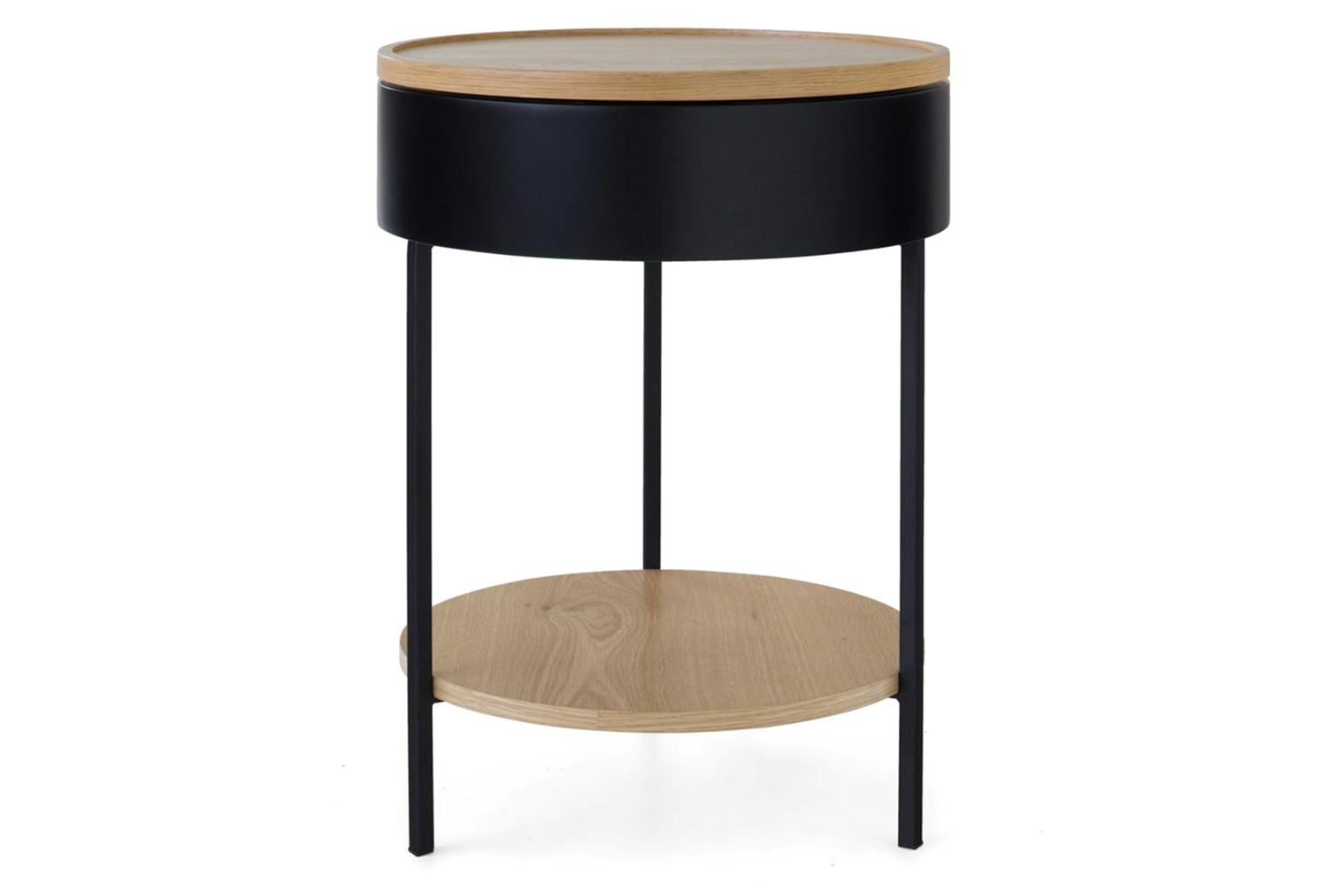 Hazel Round Beside Table | Black/Natural