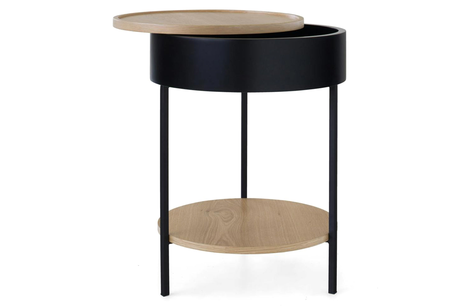 Hazel Round Beside Table | Black/Natural-2