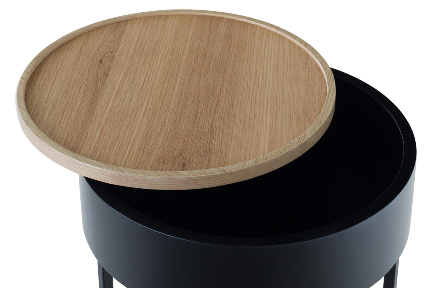 Hazel Round Beside Table | Black/Natural-3