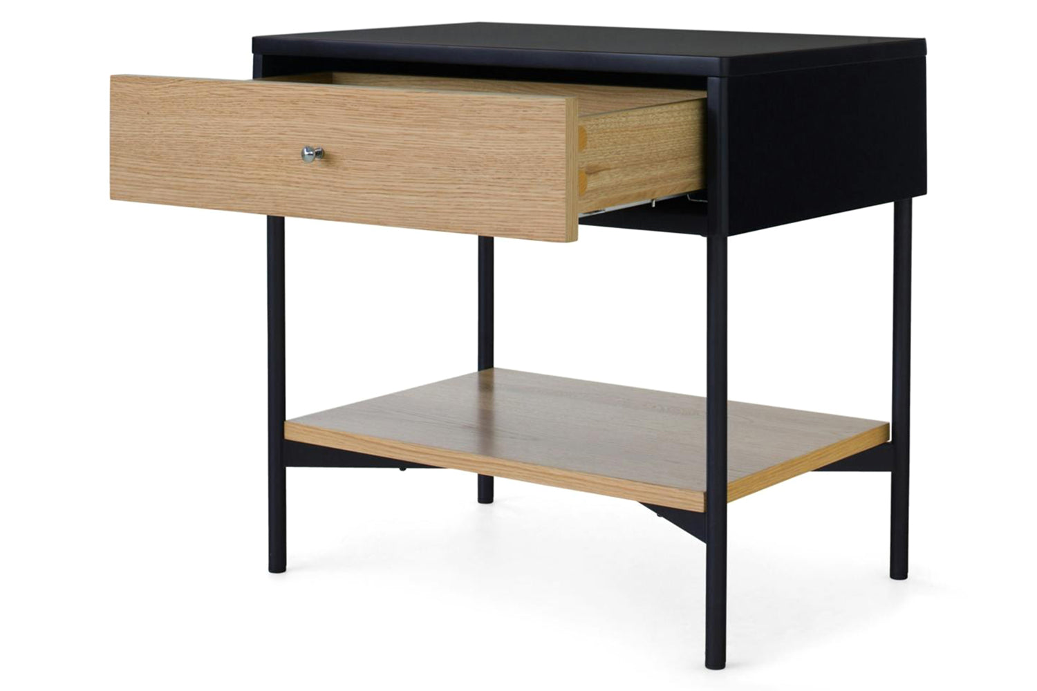Hazel Bedside Table | 1 Drawer | Natural/Black-2