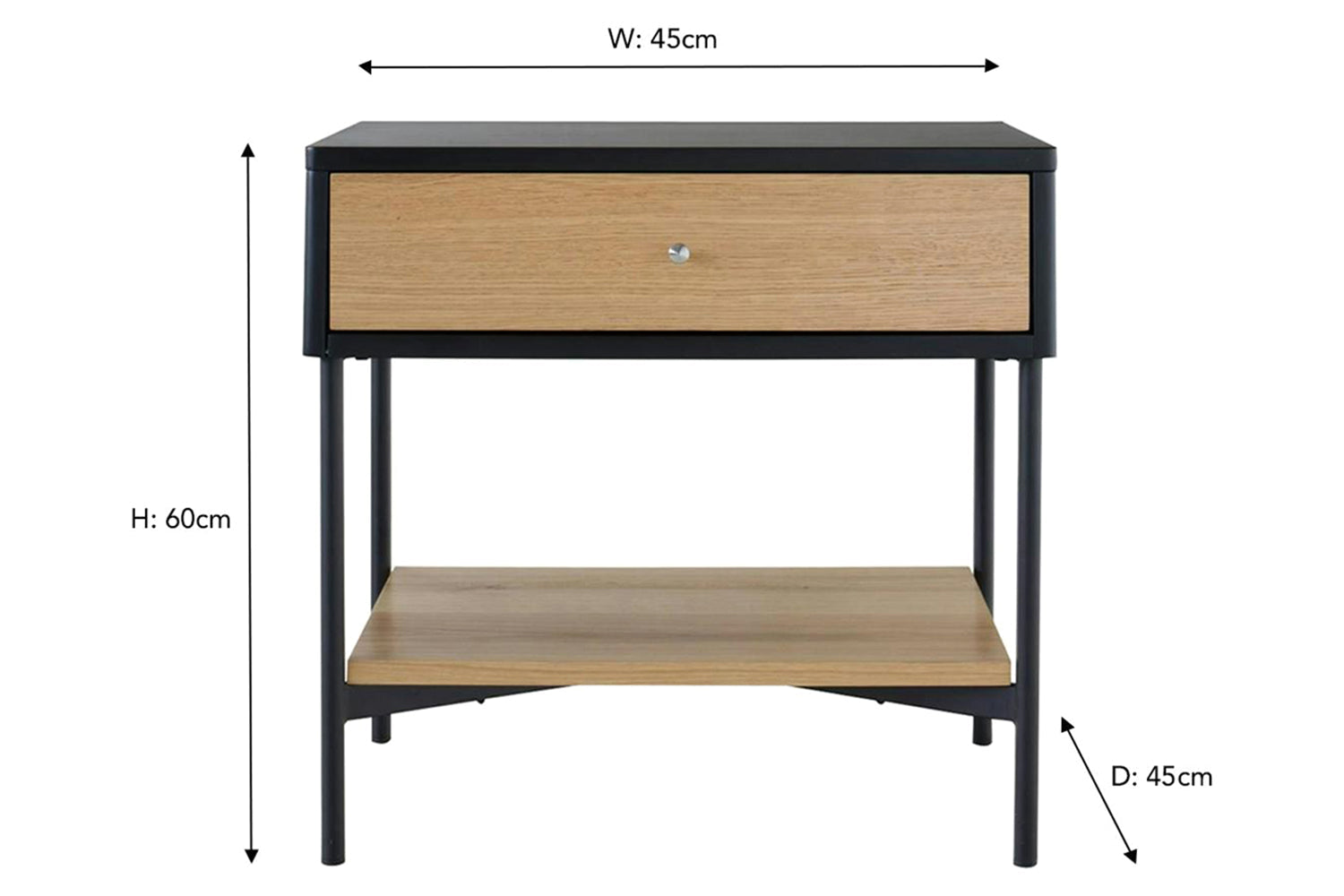 Hazel Bedside Table | 1 Drawer | Natural/Black-3