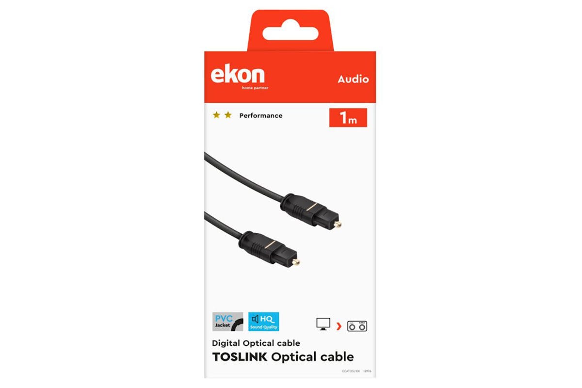 Ekon Toslink Cable With Fibre-optic Connectors | 1m-4