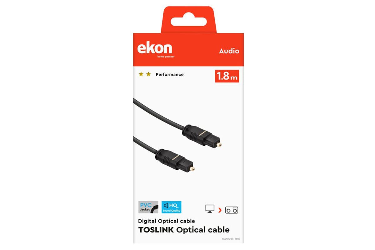 Ekon Toslink Cable with Fibre-optic Connectors | 1.8m-4