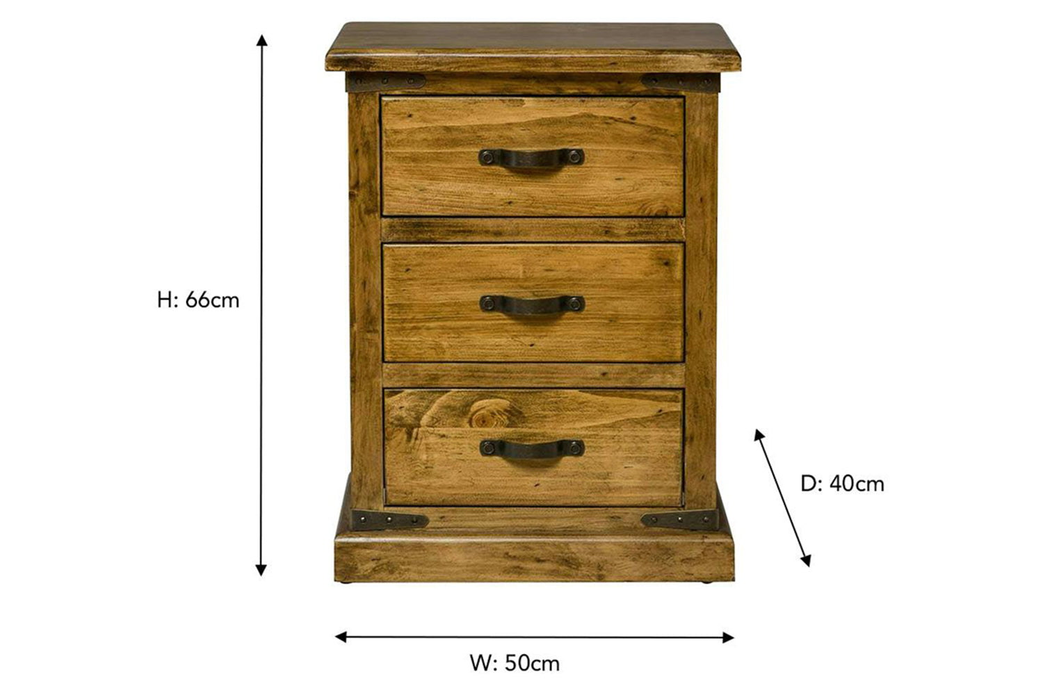 Galveston Bedside Locker | 3 Drawer | Natural-3