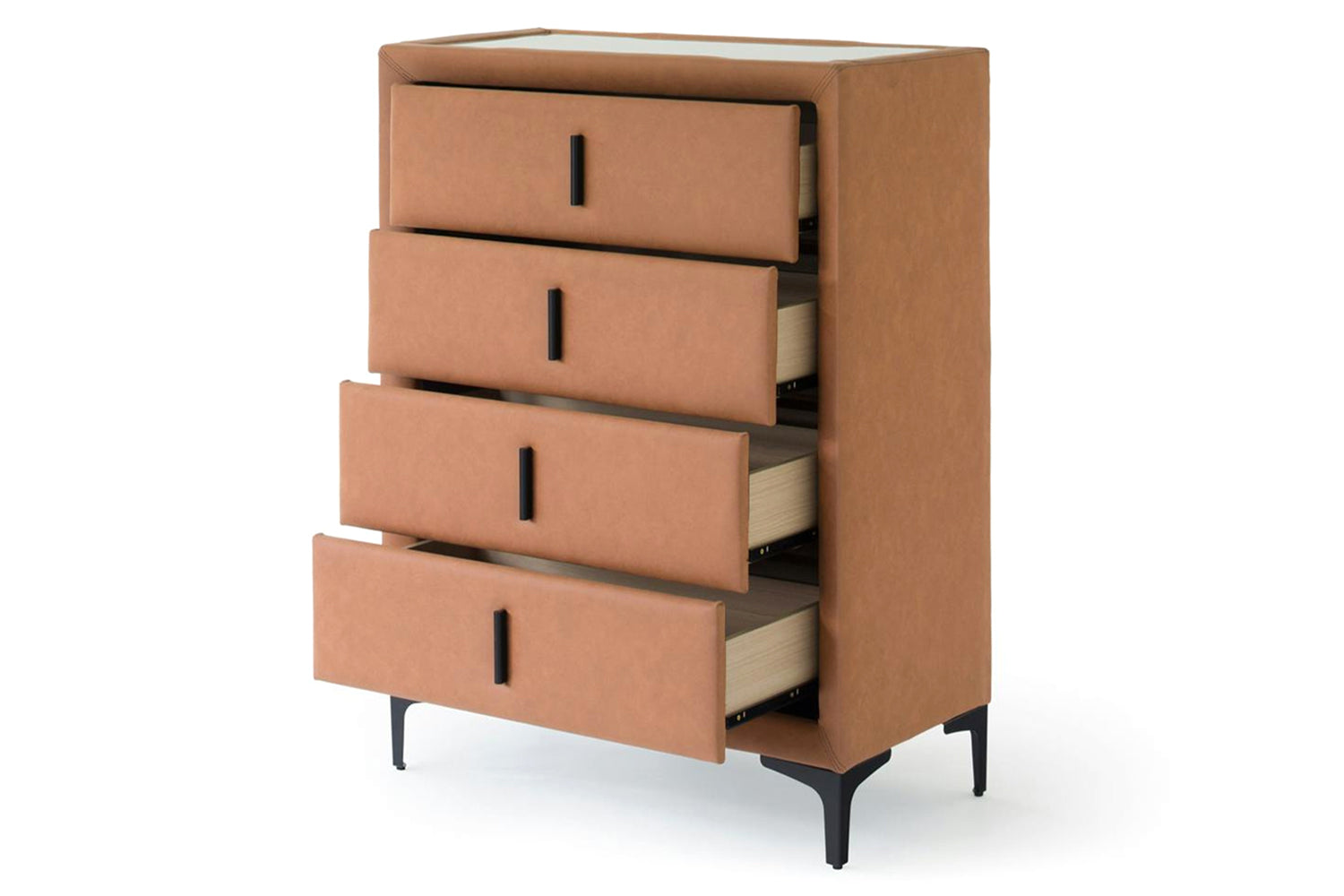 Lewis Chest of Drawer | Vegan Leather | 4 Drawer | Tan-3