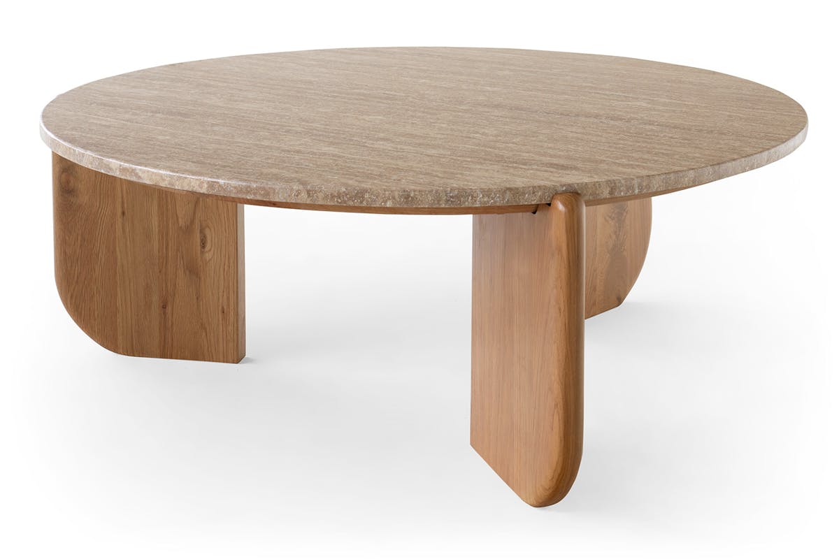Ellie Travertine Coffee Table | Oak-2