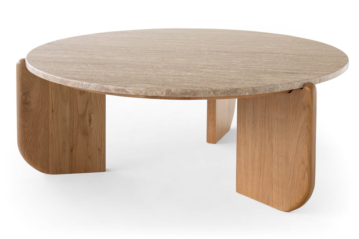 Ellie Travertine Coffee Table | Oak-3