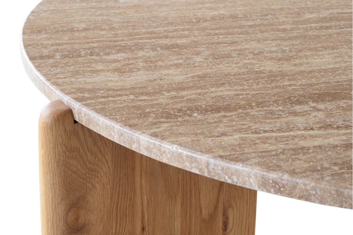 Ellie Travertine Coffee Table | Oak-5