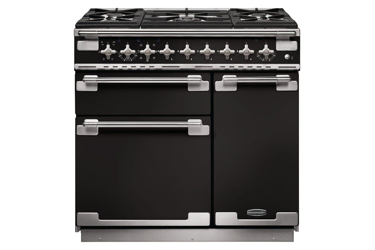 Rangemaster Elise 90cm Dual Fuel Range Cooker | ELS90DFFGB | Black