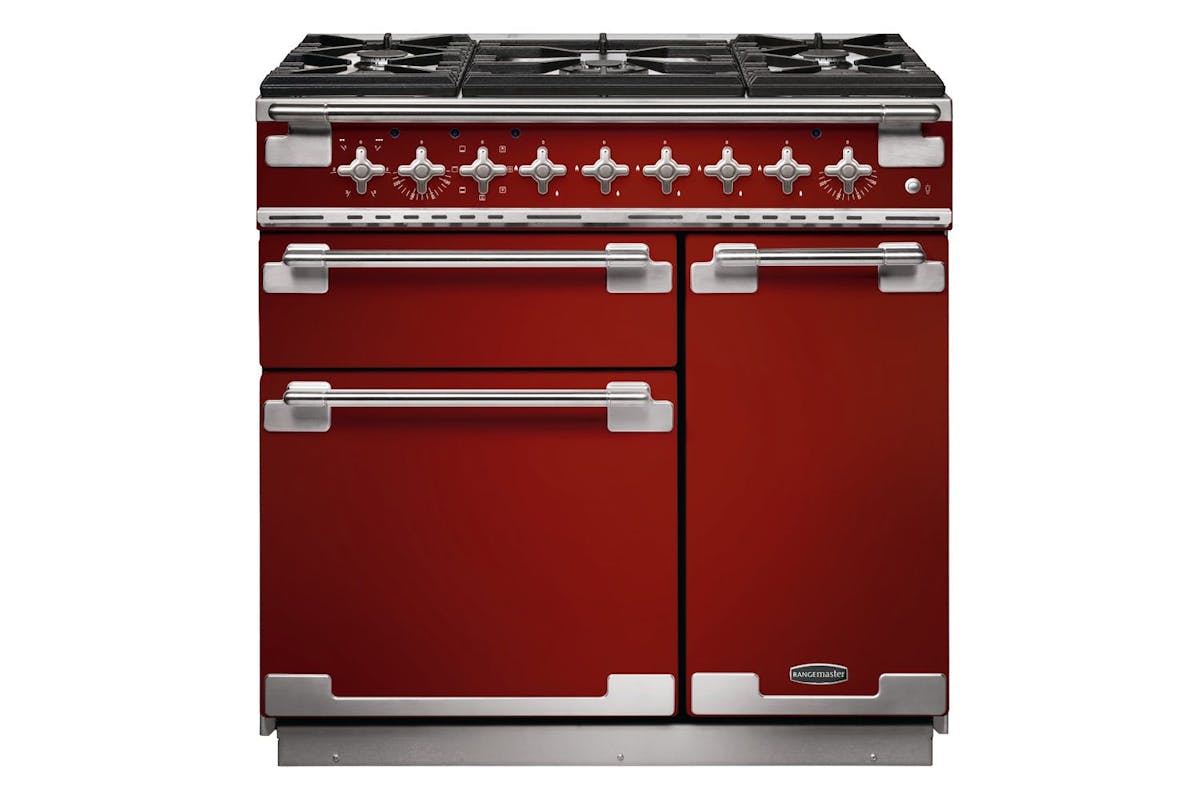 Rangemaster Elise 90cm Dual Fuel Range Cooker | ELS90DFFRD | Red