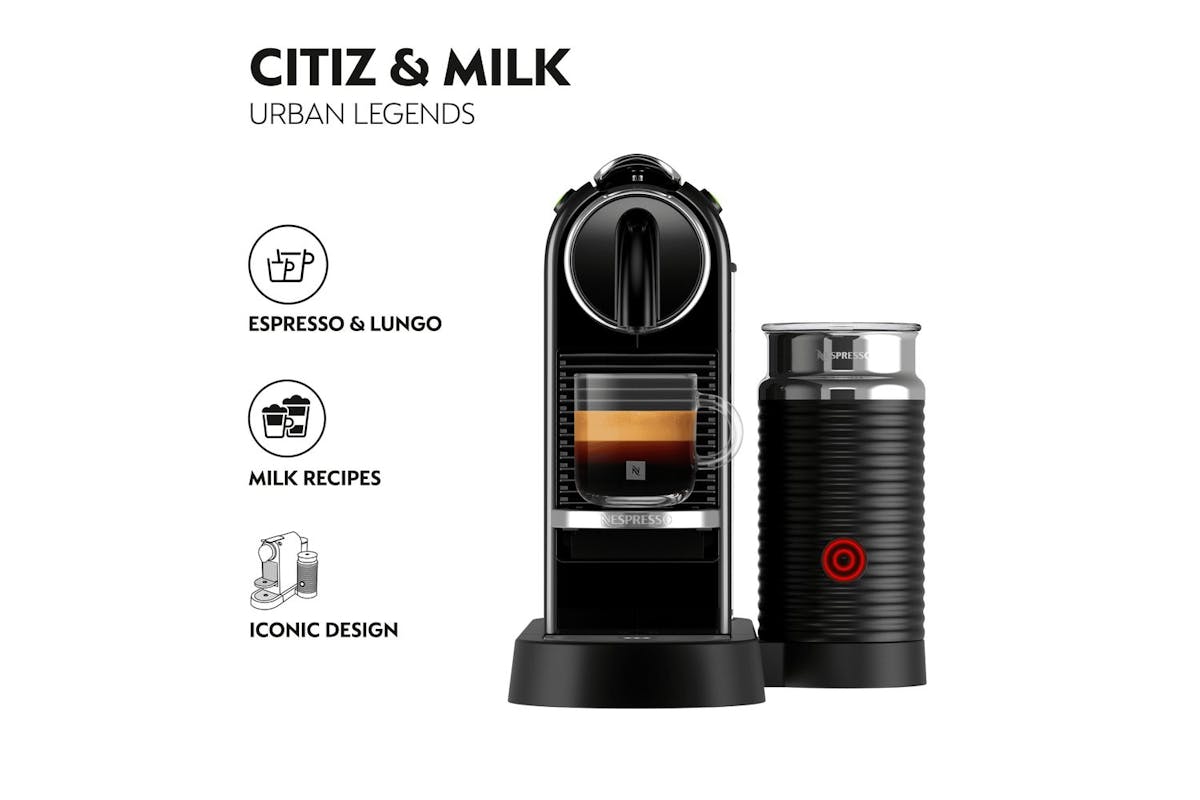 Nespresso Citiz Coffee Machine with Aeroccino Milk Frother by De'Longhi | EN267.BAE | Black-2