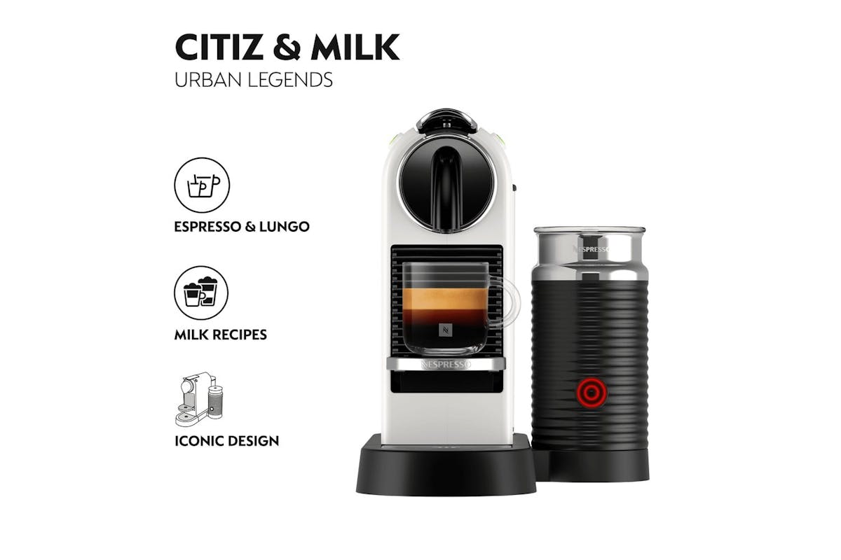 Nespresso Citiz Coffee Machine with Aeroccino Milk Frother by De'Longhi | EN267.WAE | White-2
