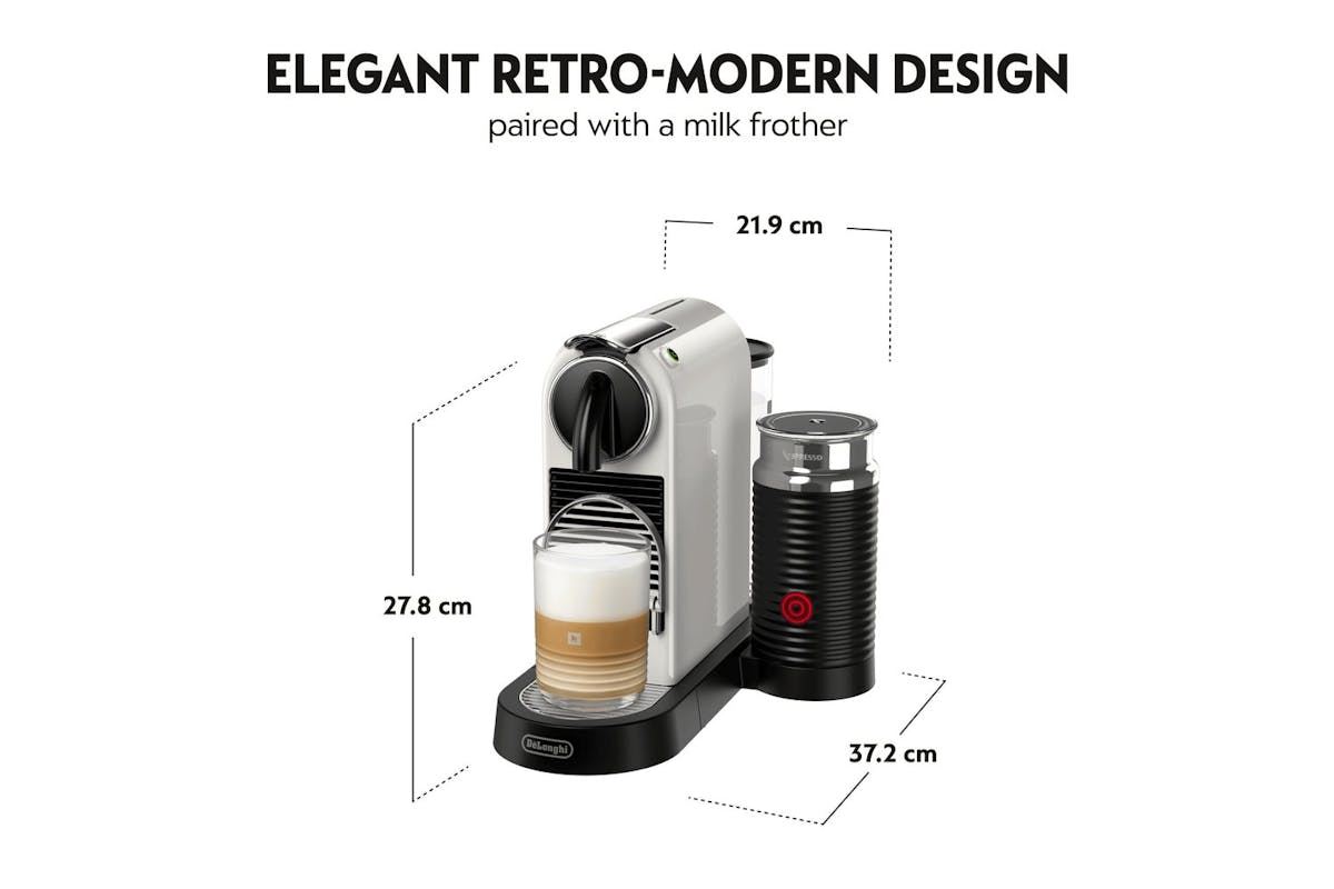 Nespresso Citiz Coffee Machine with Aeroccino Milk Frother by De'Longhi | EN267.WAE | White-4