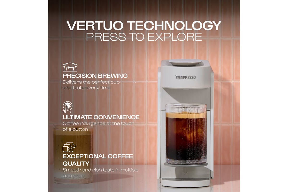 Nespresso Vertuo Up Pod Coffee Machine by De'Longhi | Pearl White | ENV200.W-3
