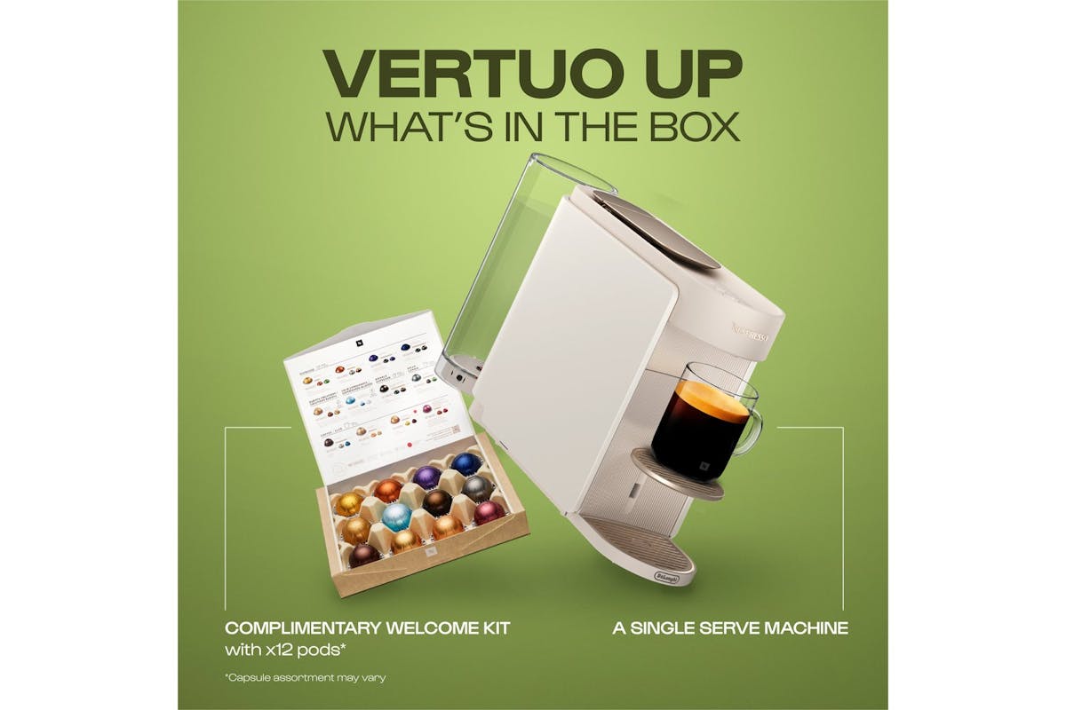 Nespresso Vertuo Up Pod Coffee Machine by De'Longhi | Pearl White | ENV200.W-9