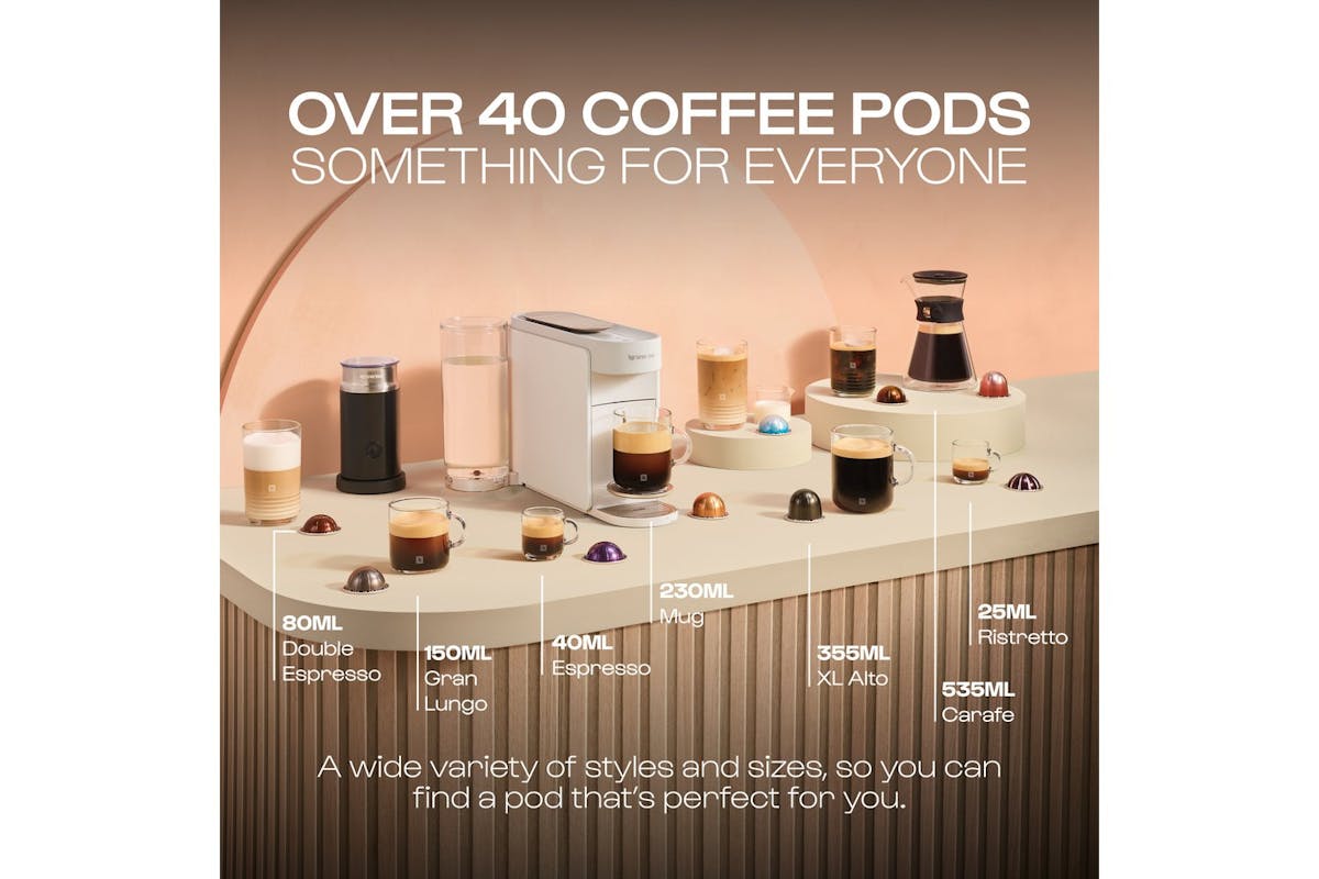Nespresso Vertuo Up Pod Coffee Machine by De'Longhi | Pearl White | ENV200.W-14