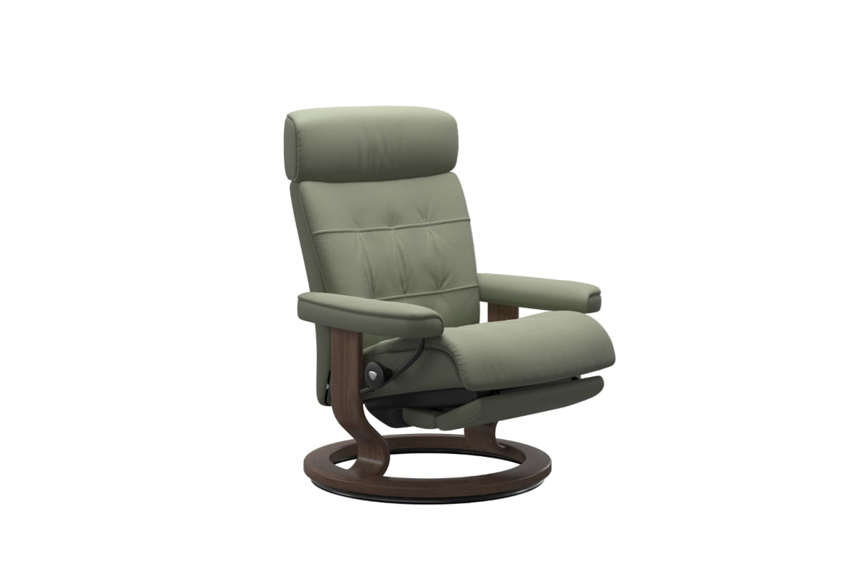 Stressless Erik Recliner Power Leg Base with Footstool | Leather | Green