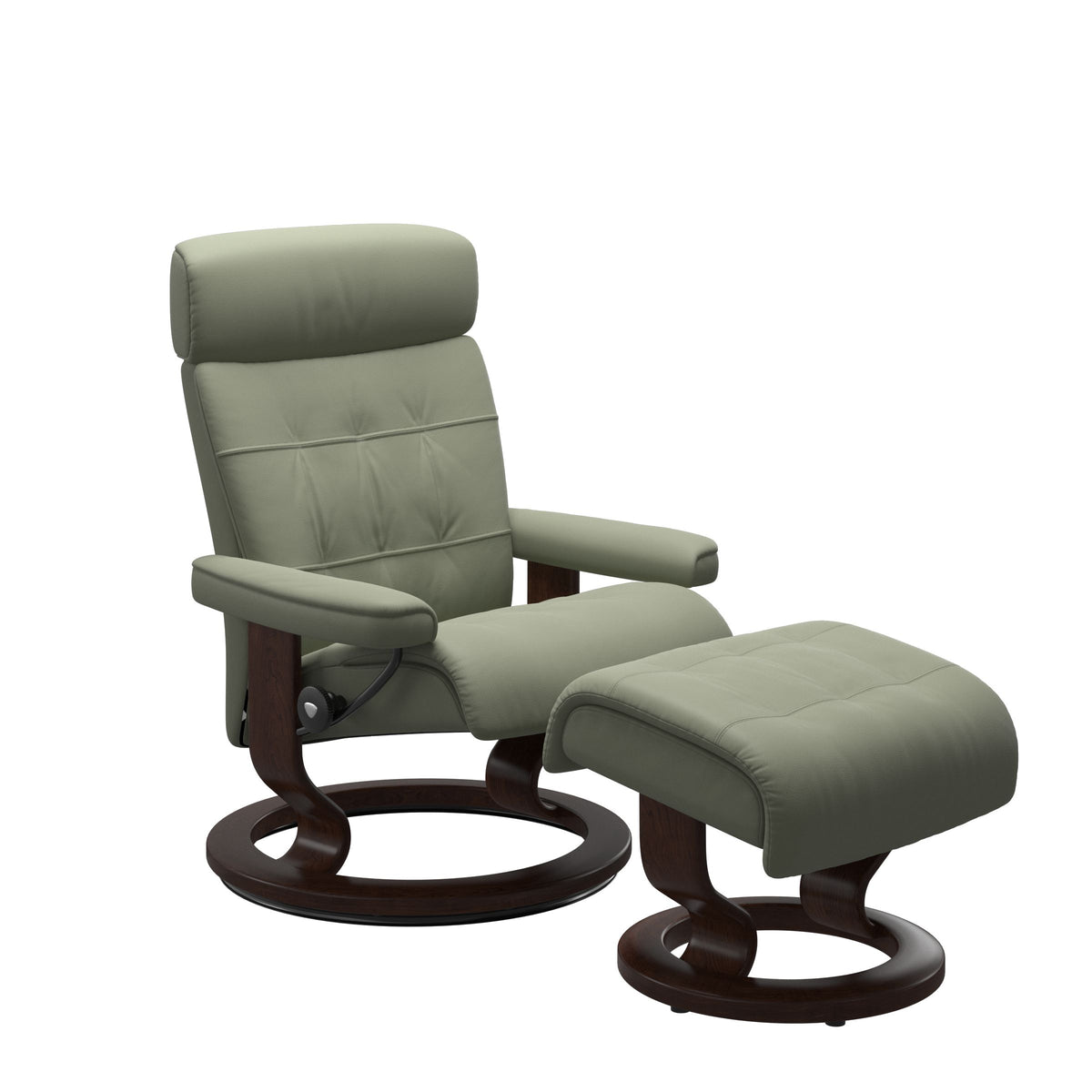 Stressless Erik Recliner Cross Base with Footstool | Leather | Green-13