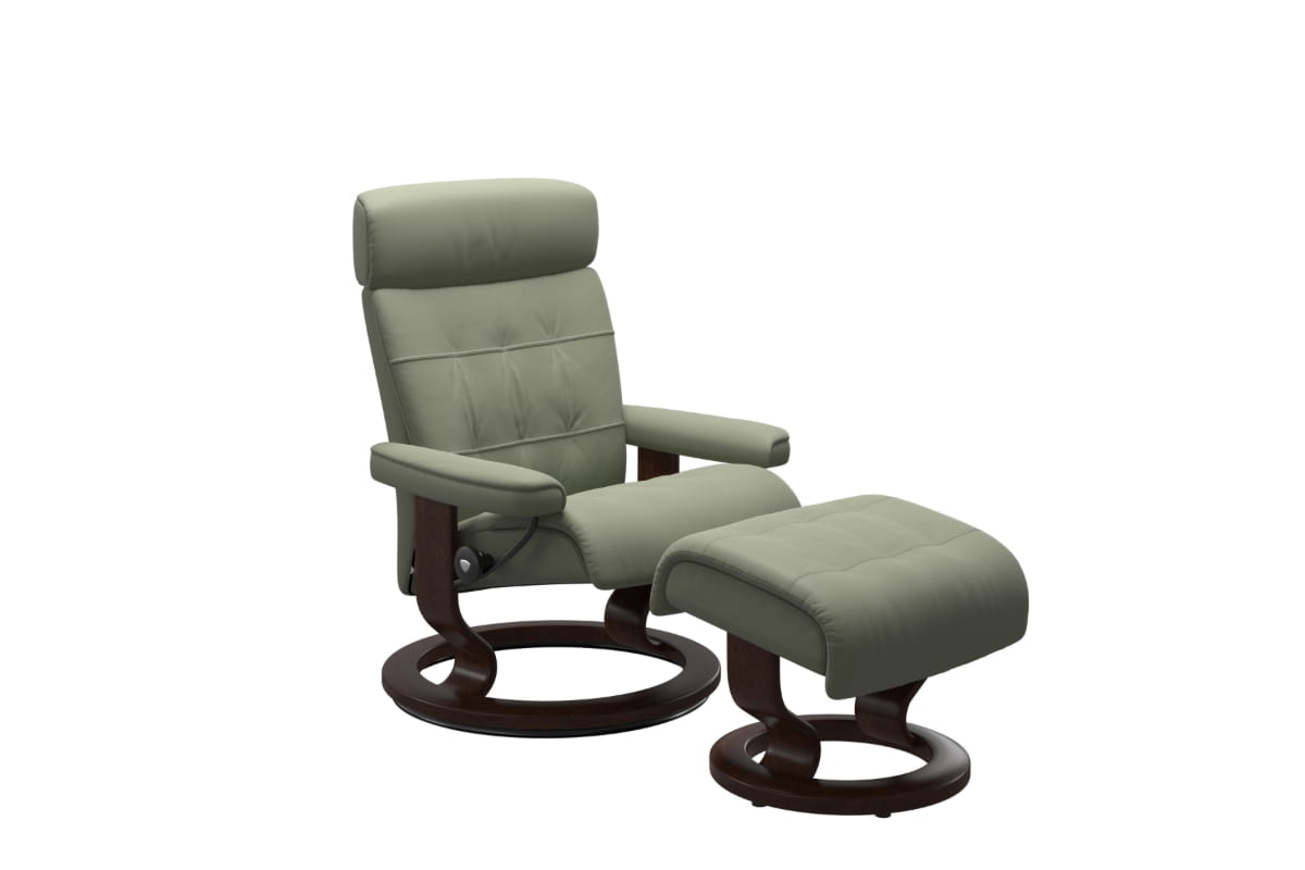 Stressless Erik Recliner Classic Base with Footstool | Leather | Green