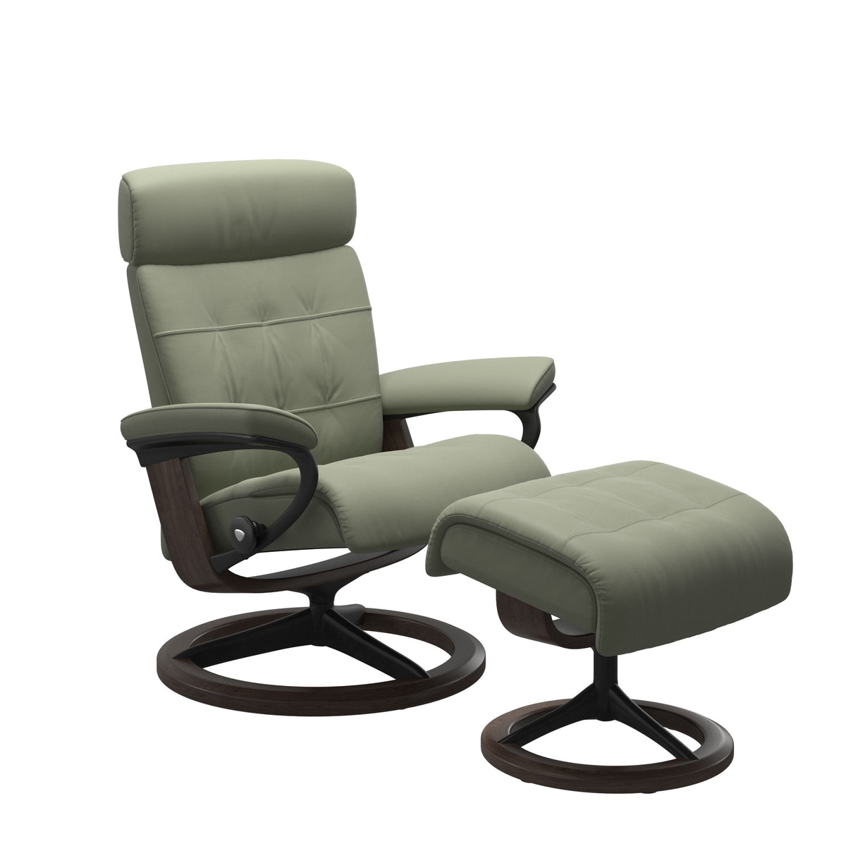 Stressless Erik Recliner Cross Base with Footstool | Leather | Green-14