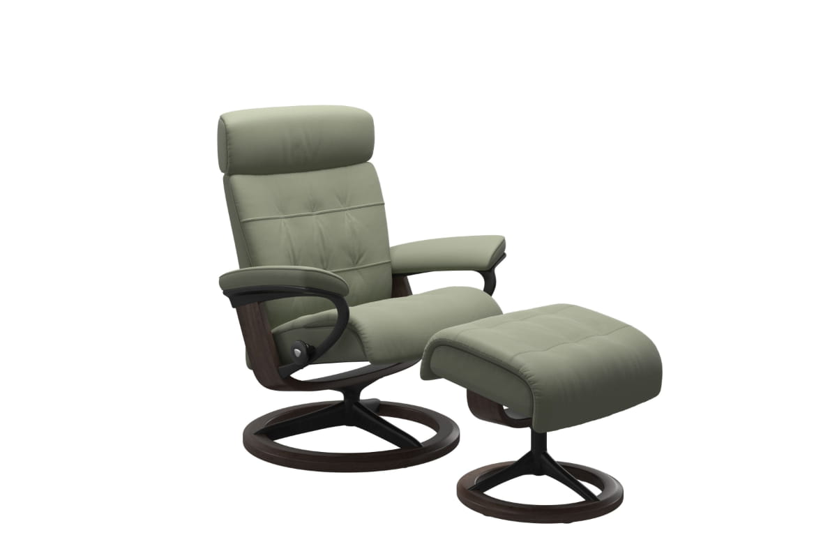 Stressless Erik Recliner Signature Base with Footstool | Leather | Green