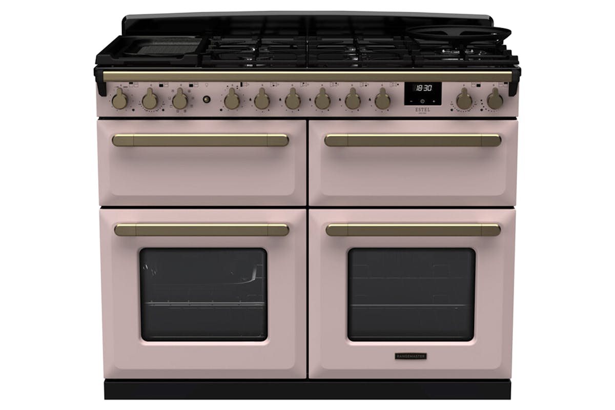 Rangemaster Estel Deluxe 110cm Dual Fuel Range Cooker | ESDLB110DFPPKAB | Pale Pink