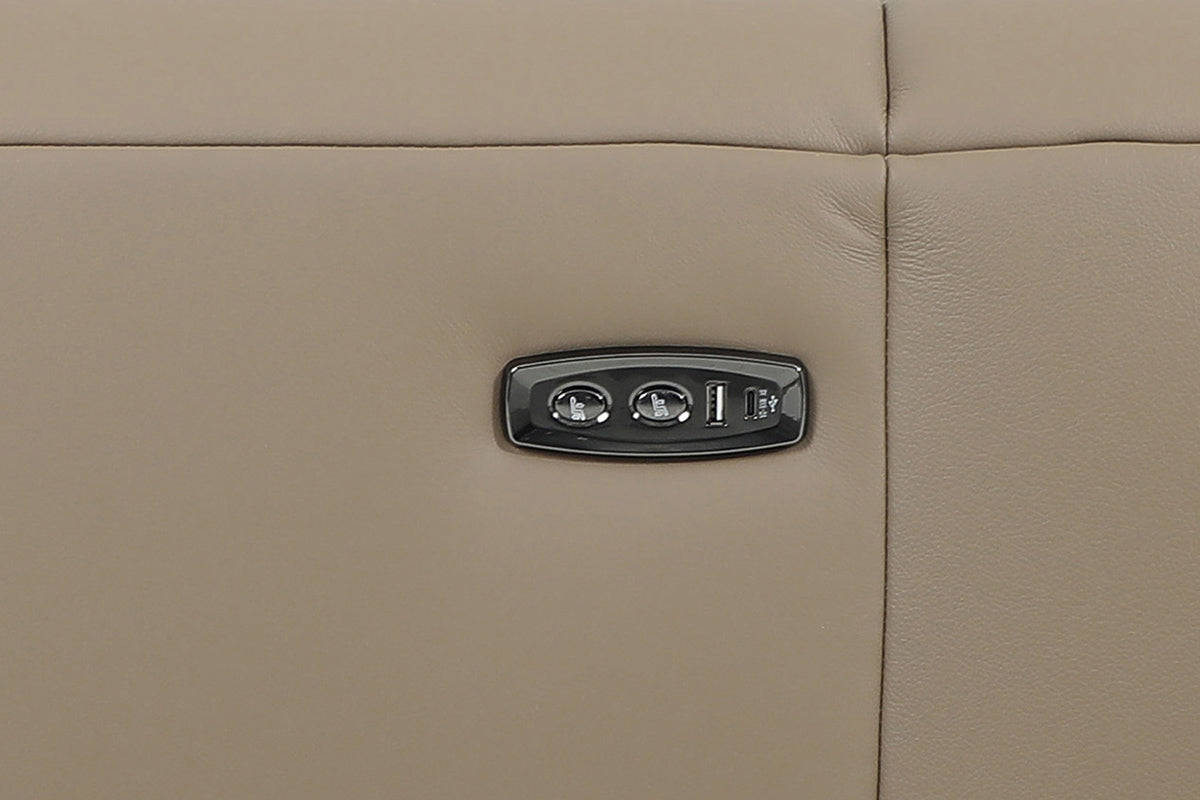 Evelyn 2.5 Seater Sofa | Power Recliner | Leather | Taupe-6
