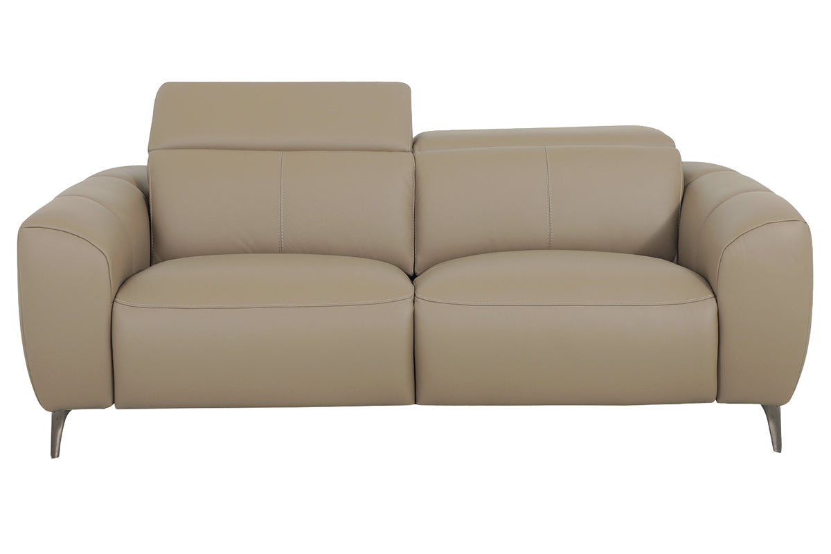 Evelyn 2 Seater Sofa | Power Recliner | Leather | Taupe