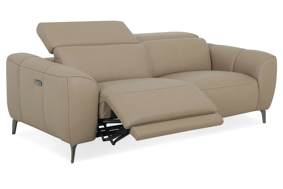 Evelyn 2.5 Seater Sofa | Power Recliner | Leather | Taupe-2
