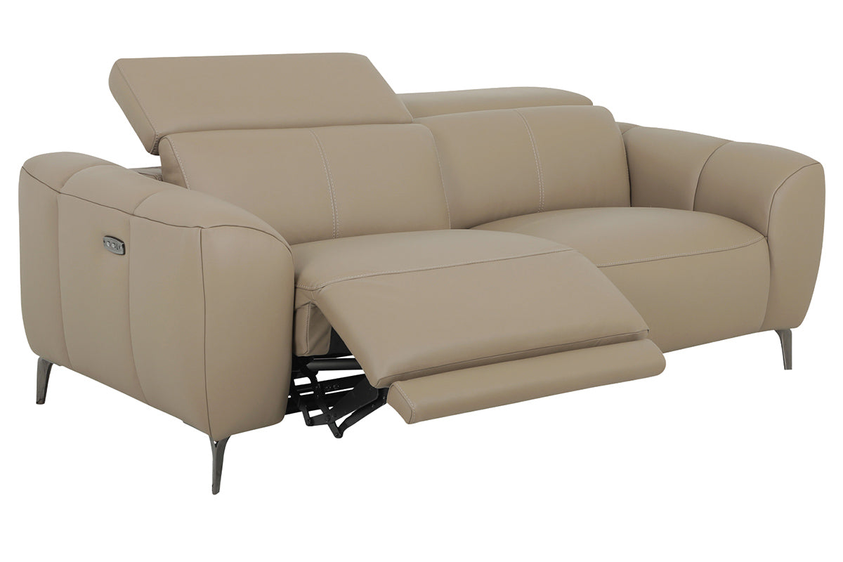 Evelyn 2 Seater Sofa | Power Recliner | Leather | Taupe-2