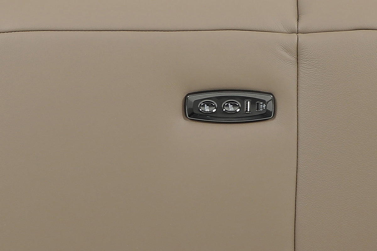 Evelyn 2 Seater Sofa | Power Recliner | Leather | Taupe-6