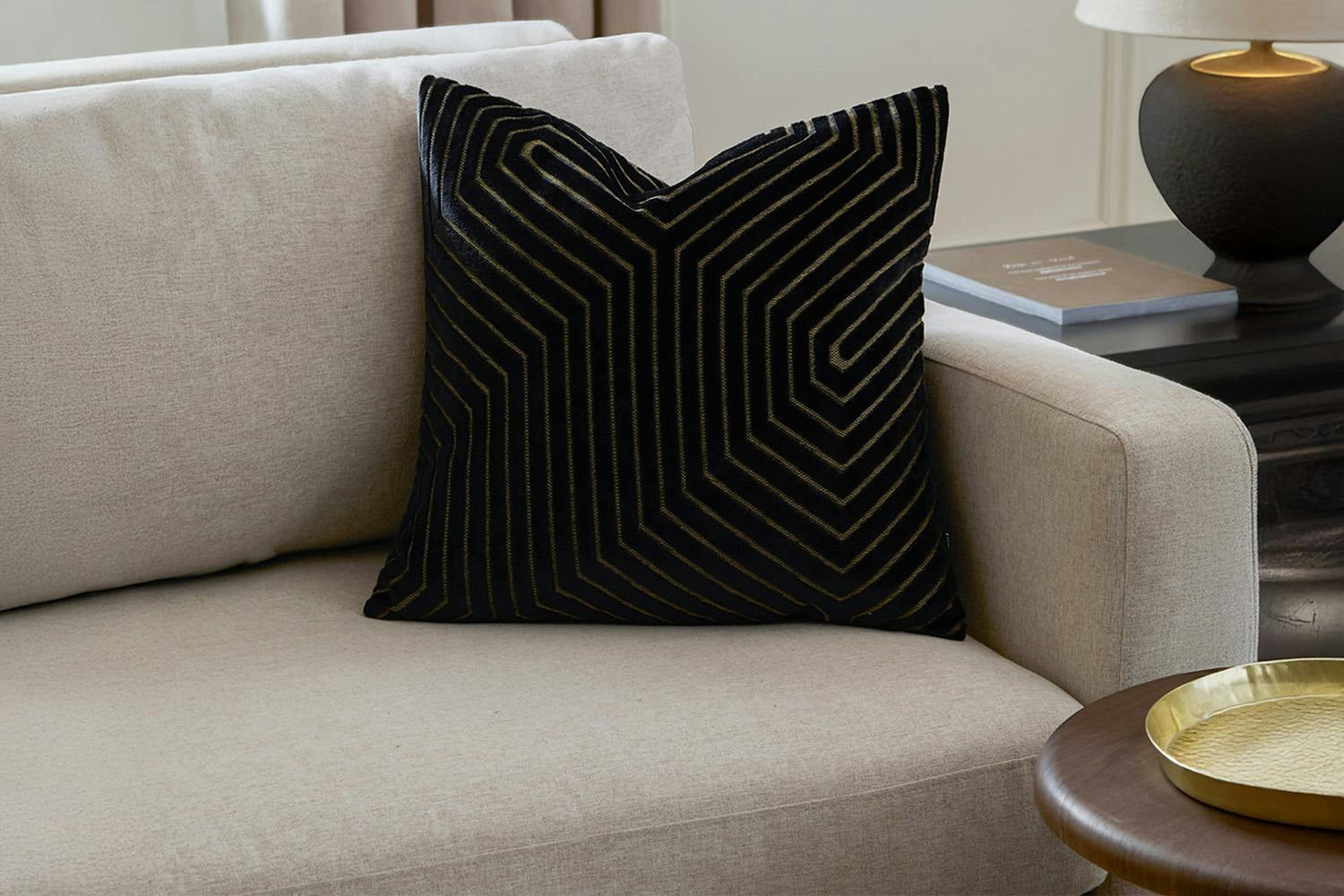 Evoke Velvet Cushion | Black | 45 x 45 cm-2
