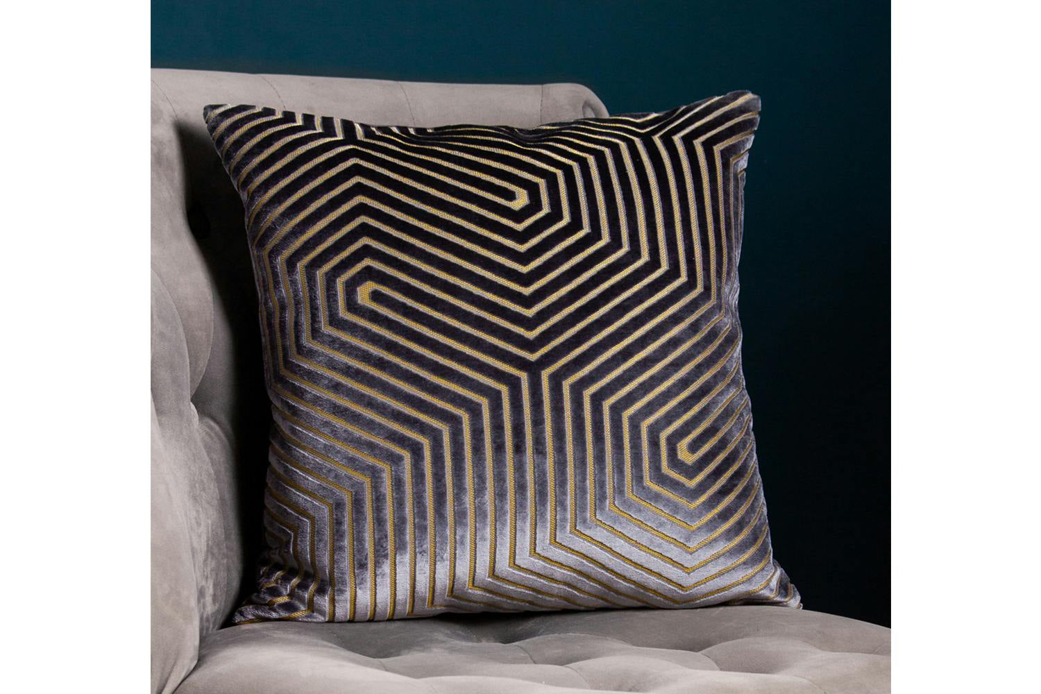 Evoke Feather Cushion | Charcoal/Gold | 45 x 45 cm-4