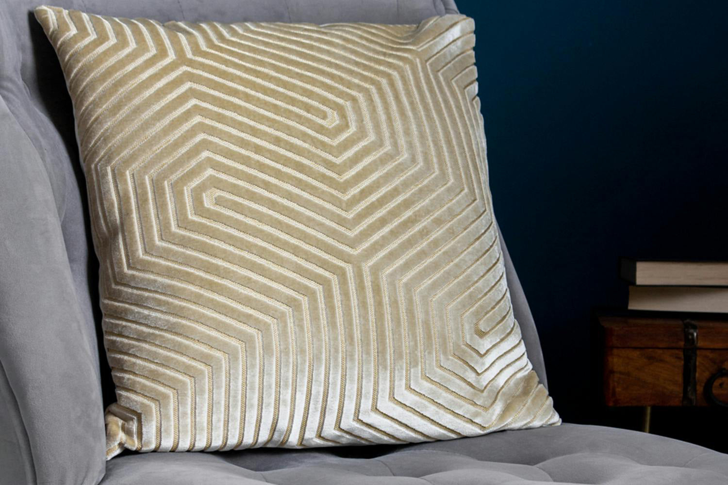 Evoke Feather Cushion | Ivory/Gold | 45 x 45 cm-3