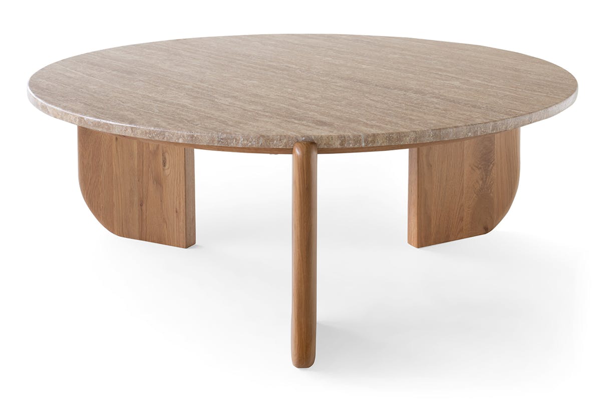 Ellie Travertine Coffee Table | Oak-4