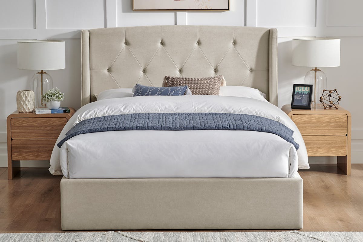 Emilia Winged Ottoman Bed Frame | Double | 4ft6 | Natural