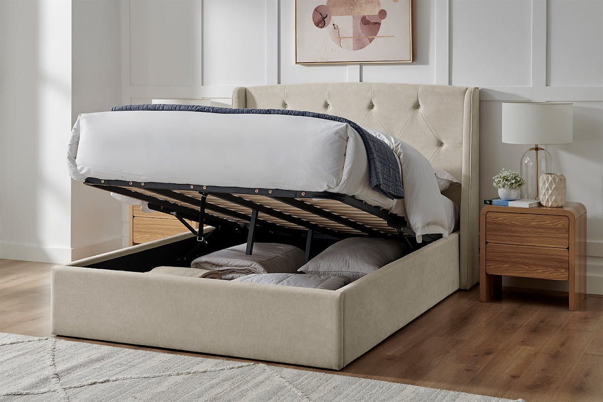 Emilia Winged Ottoman Bed Frame | Double | 4ft6 | Natural-7