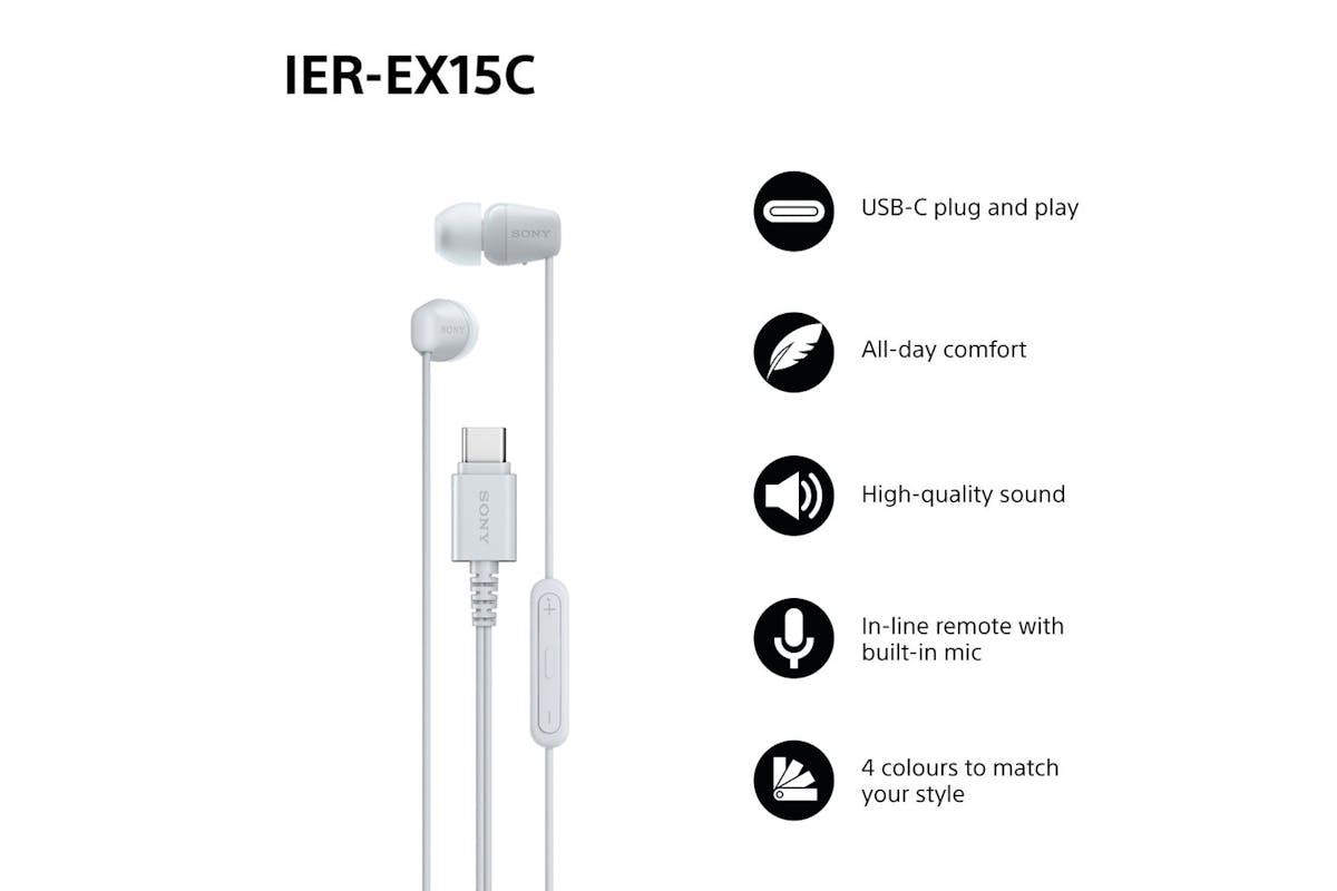 Sony USB C Wired Earbuds | IEREX15CW.CE7 | White-2