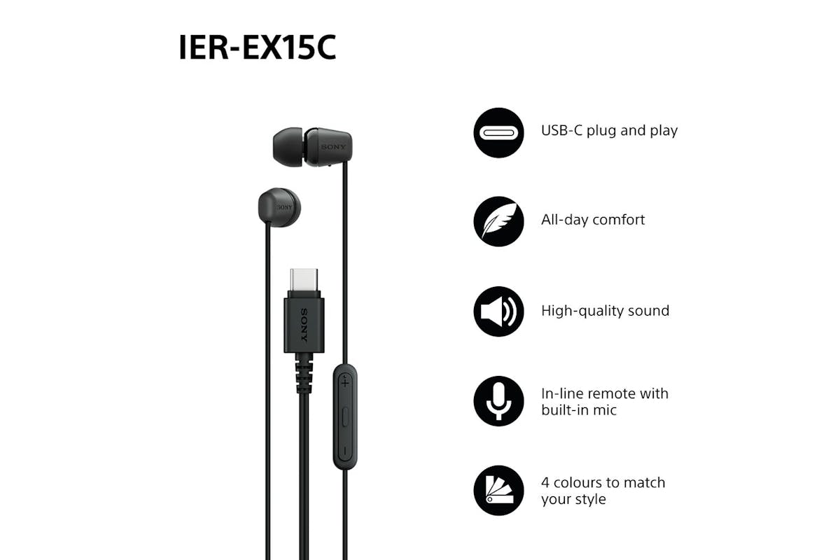 Sony USB C Wired Earbuds | IEREX15CB.CE7 | Black-2