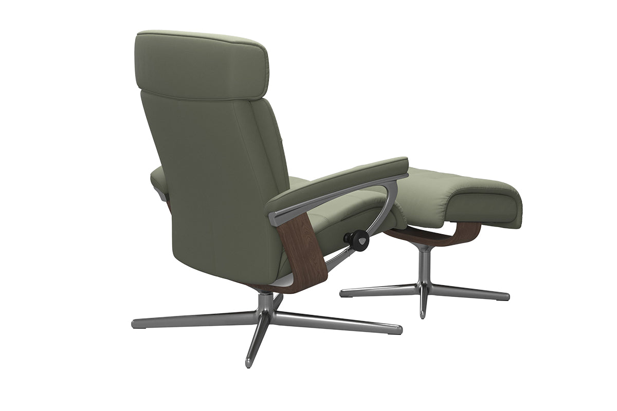 Erik Armchair with Footstool | Static Recliner | Leather | Green-4