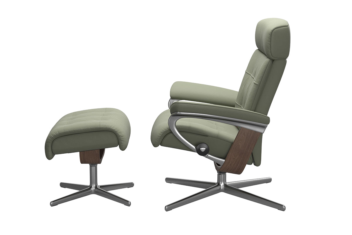 Erik Armchair with Footstool | Static Recliner | Leather | Green-3