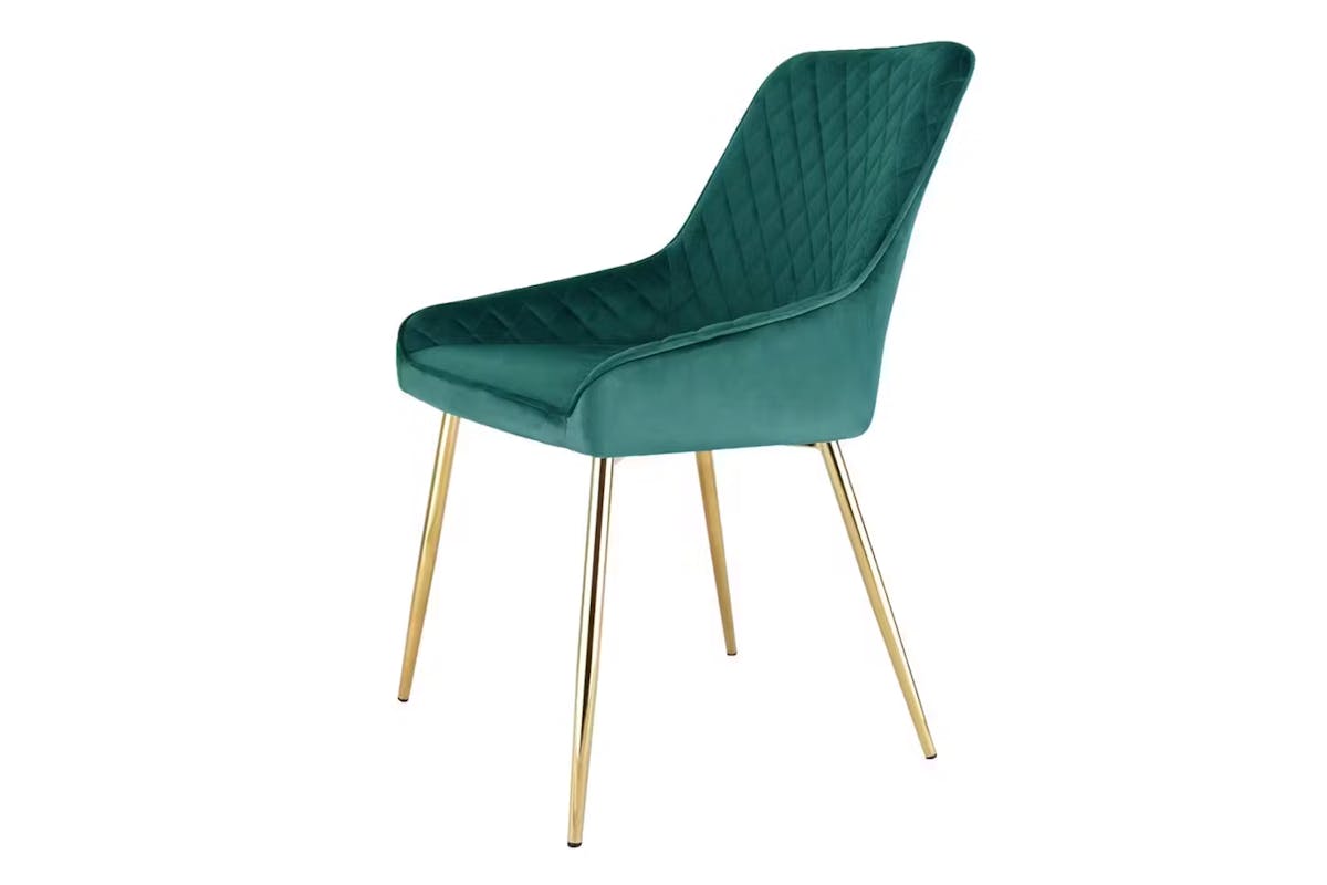 Evie Dining Chair | Velvet | Golden Legs | Green-3