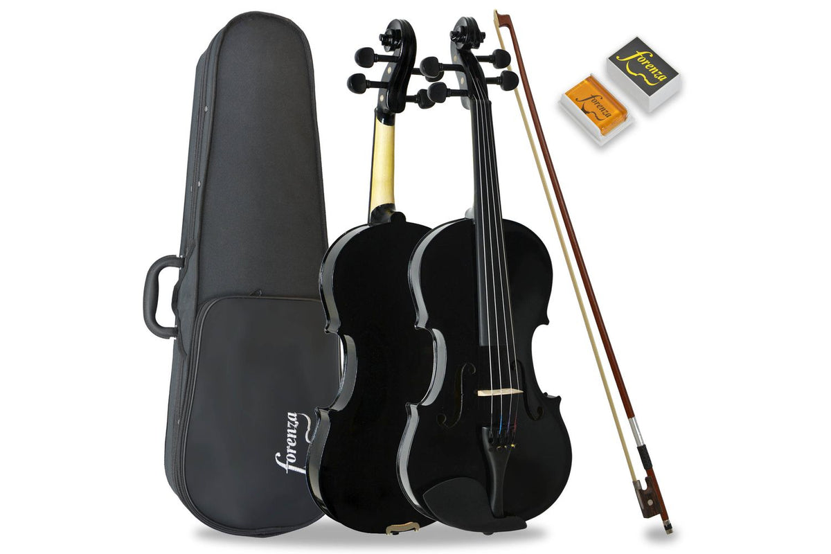 Forenza Uno Series Full Size Black Violin Outfit