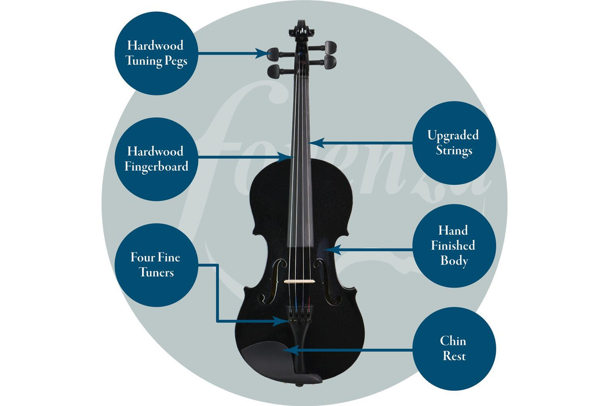Forenza Uno Series Full Size Black Violin Outfit-4