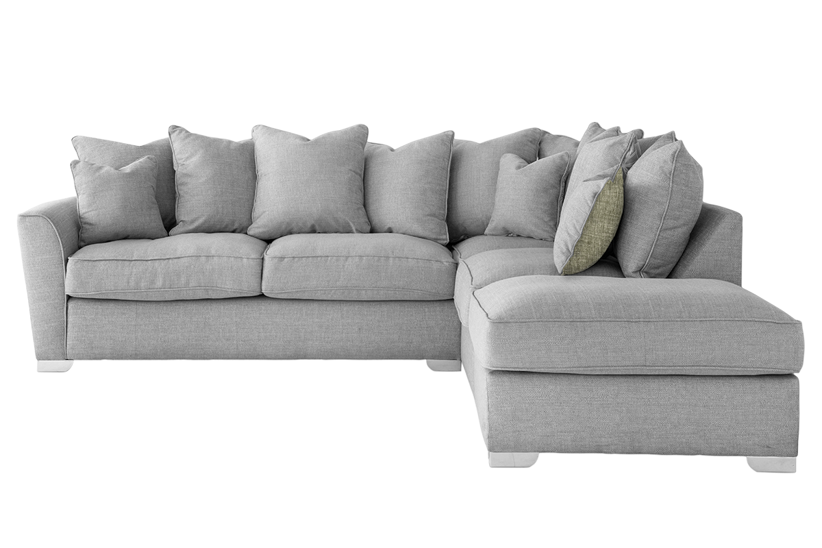 Fantasia Corner Sofa | Pillow Back | Fabric | Grey-1