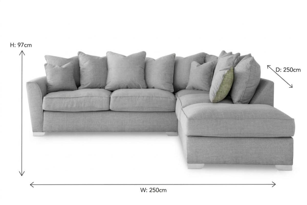 Fantasia Corner Sofa | Pillow Back | Fabric | Grey-3