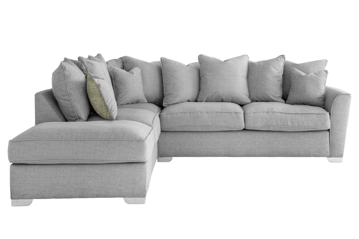 Fantasia Corner Sofa | Pillow Back | Fabric | Grey