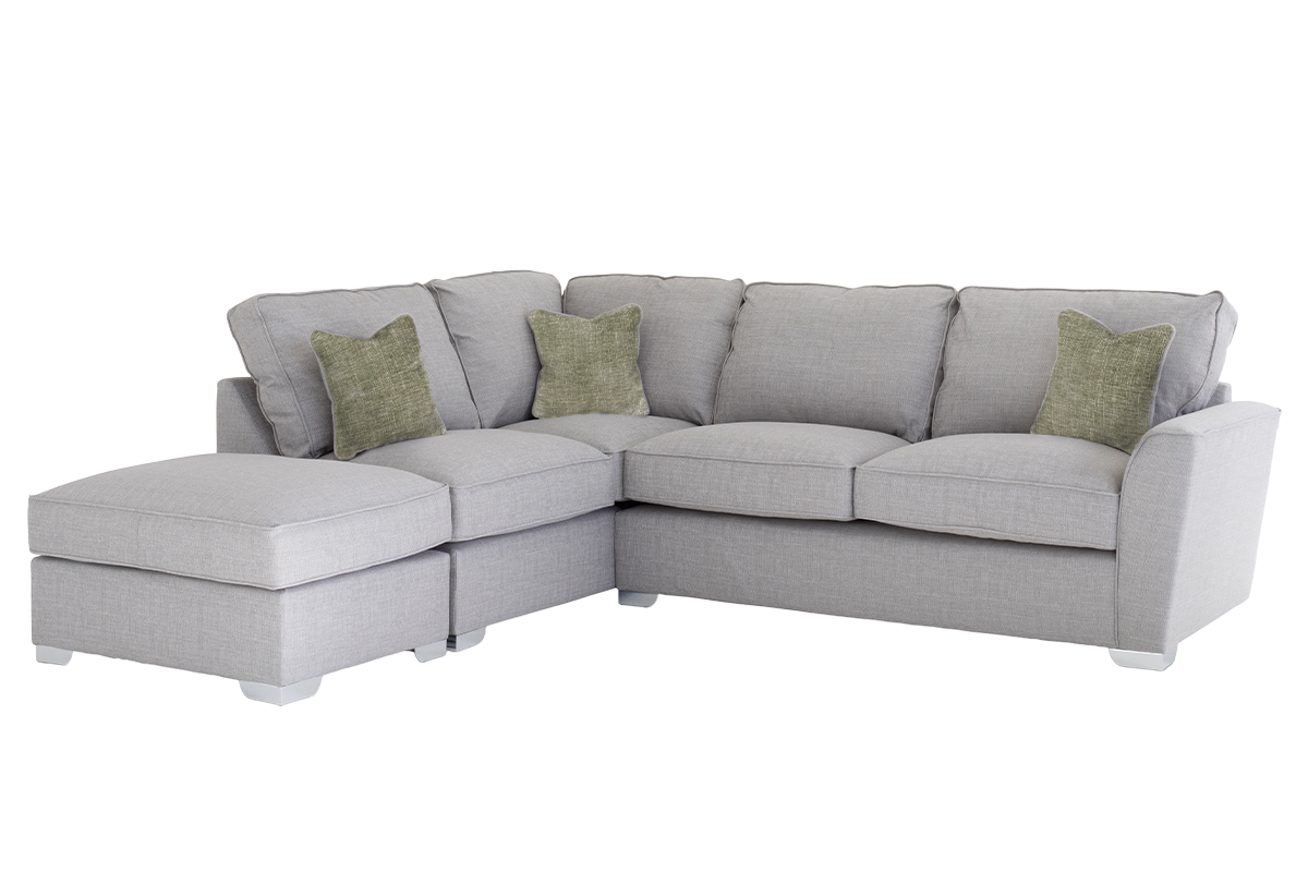 Fantasia Corner Sofa | Formal Back | Fabric | Grey-3