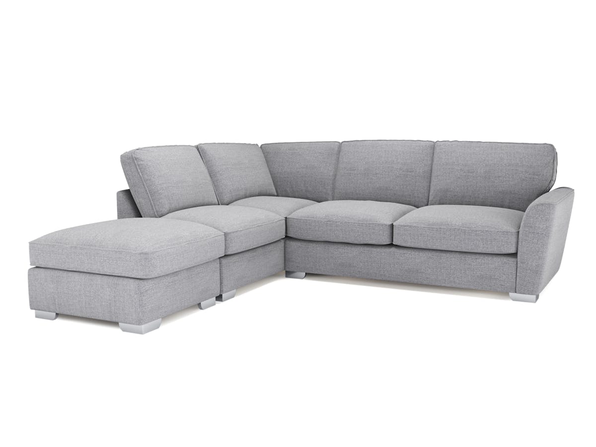 Fantasia Corner Sofa | Pillow Back | Footstool | Silver-14