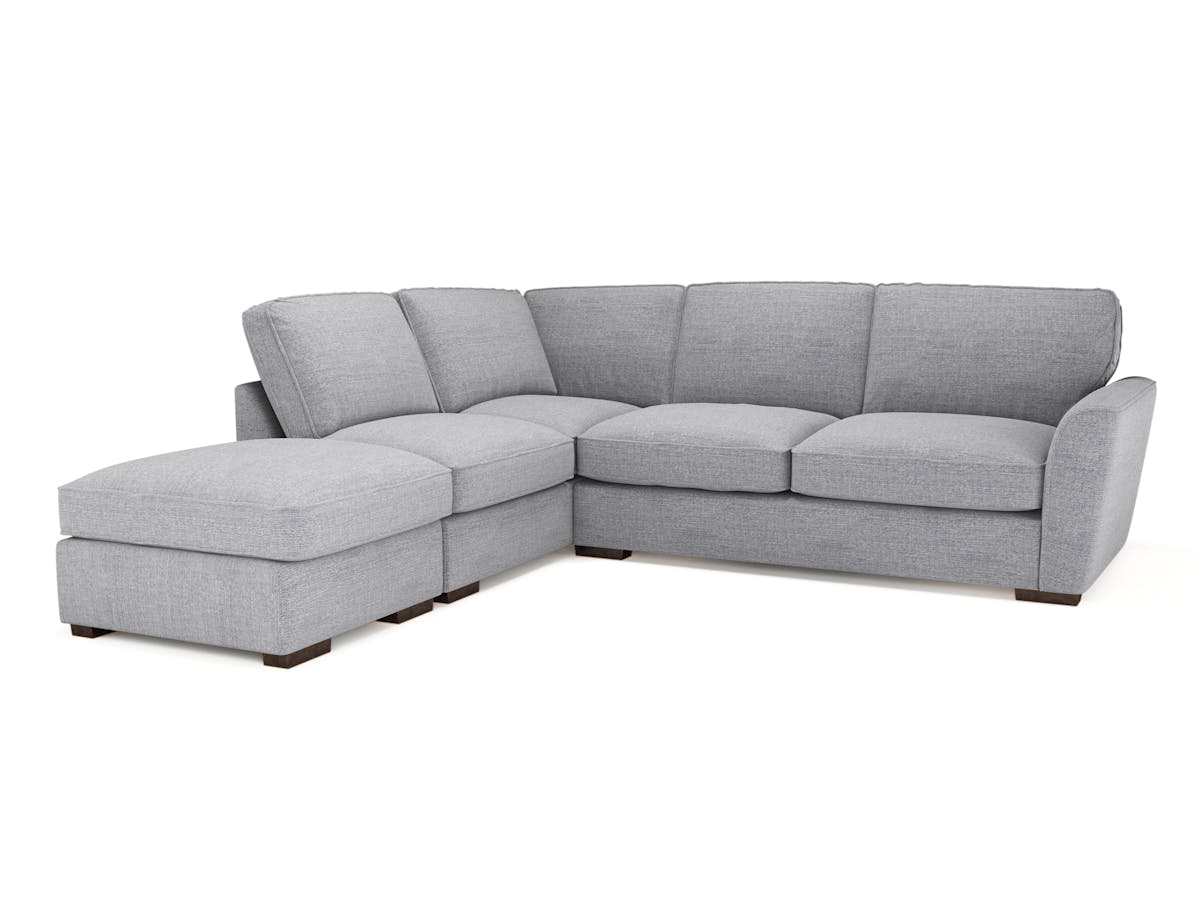 Fantasia Corner Sofa | Pillow Back | Footstool | Silver-15